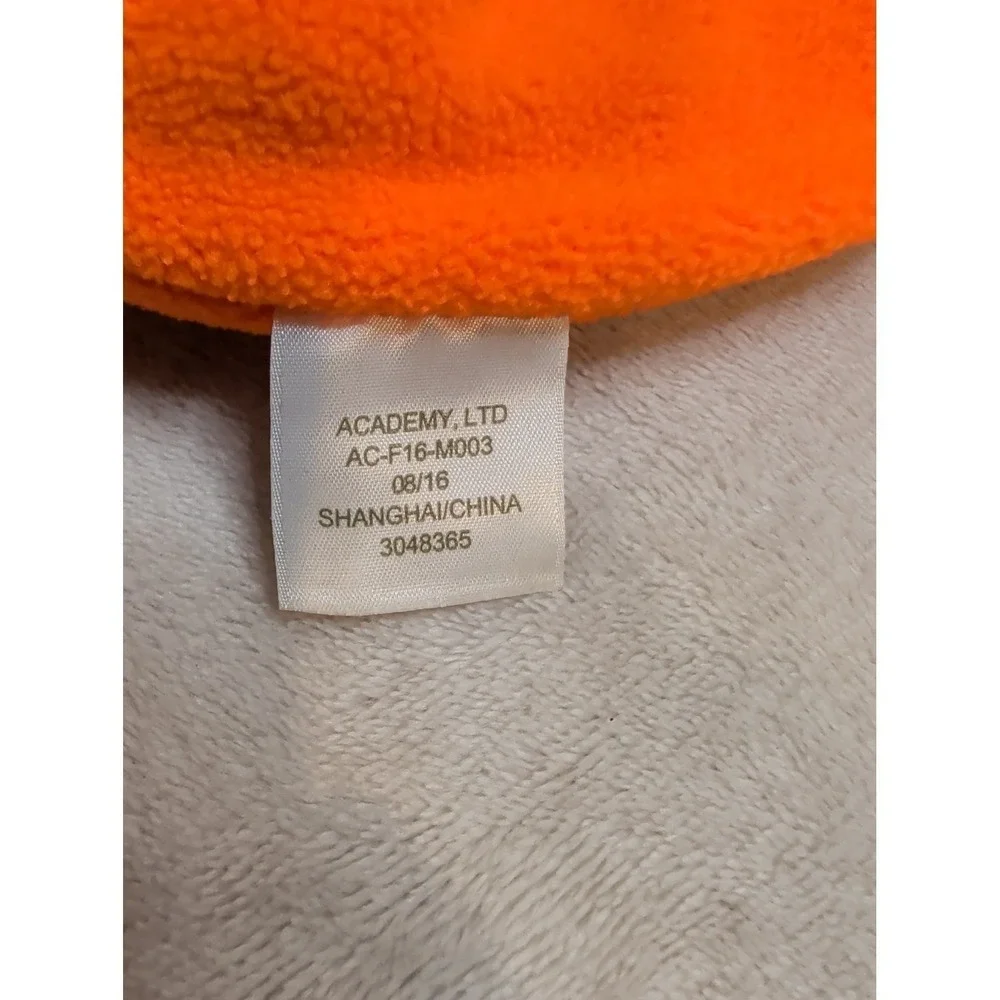 Academy Camo Fleece Beanie Hat Reversible Blaze Orange Hunting Cap OSFM